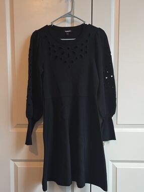 Express Eyelet Lace Fit & Flare Sweater Dress